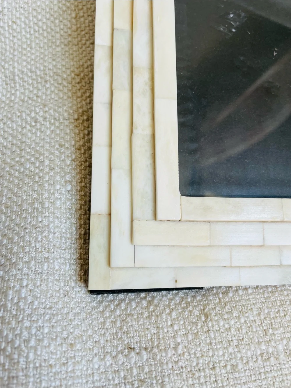 Vintage Buffalo Bone Wood Mosaic Inlay Picture Frame Fits 4x6